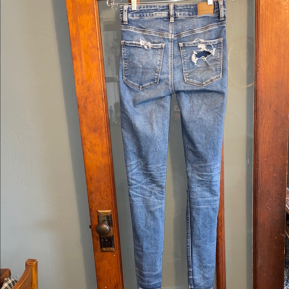 American Eagle Outfitters Ripped Blue Skinny Jeans - Picture 4 of 8